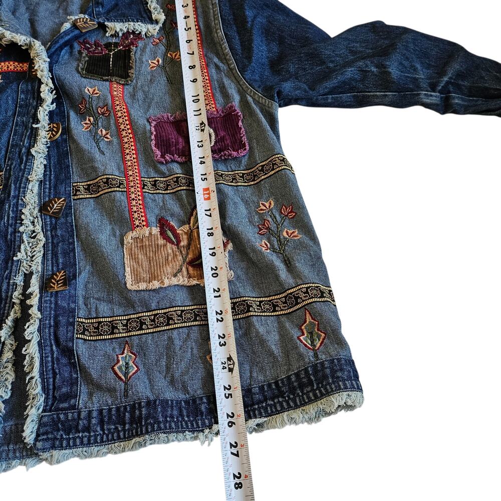 Vintage 90's Patchwork Denim Jacket Button-Up Shi… - image 7